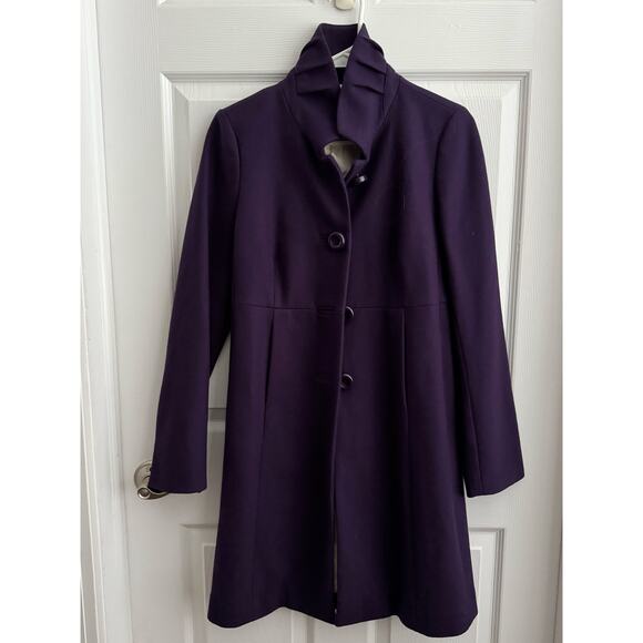 J. Crew Uptown Dress Purple coat pleated stand collar preppy size 2 - Picture 16 of 16